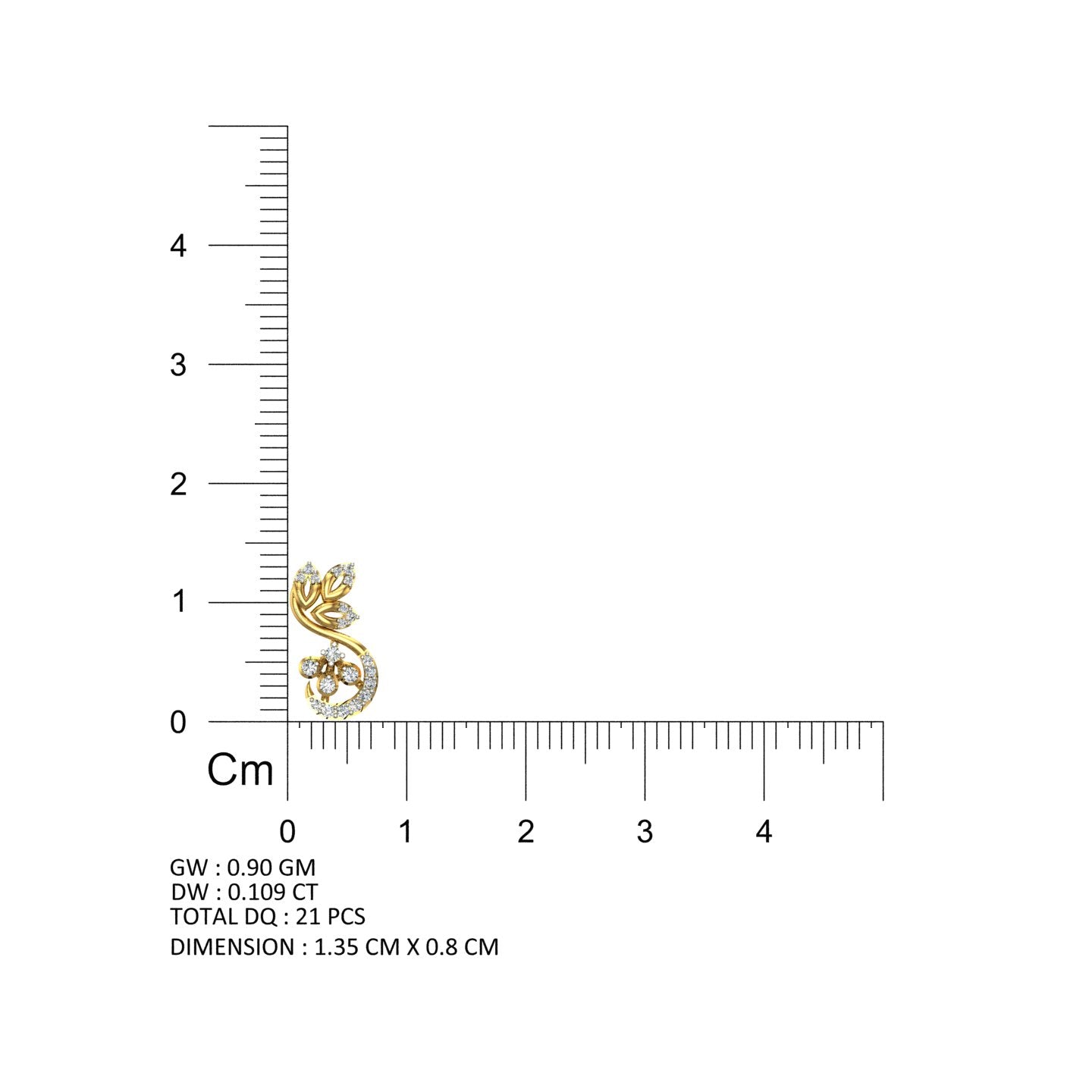 Floral Vine S-Curve Gold Pendant
