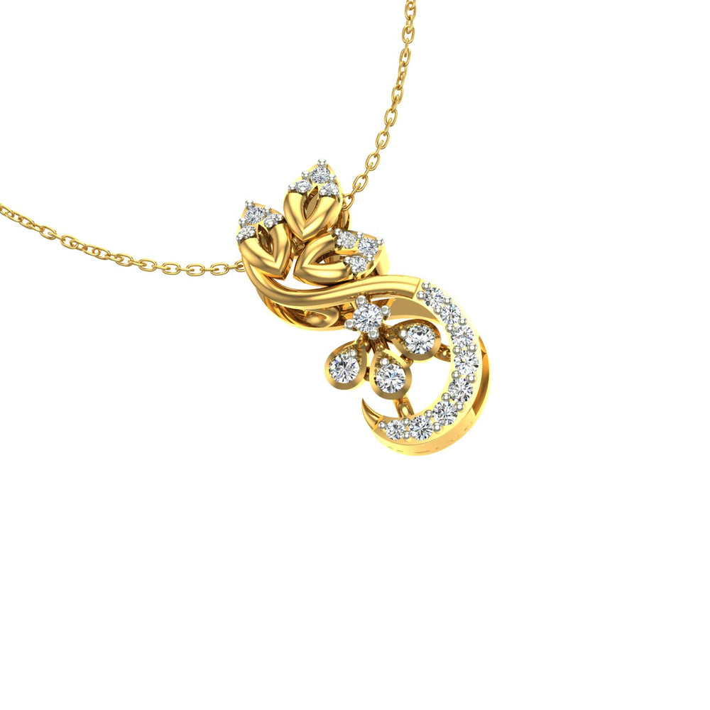 Floral Vine S-Curve Gold Pendant