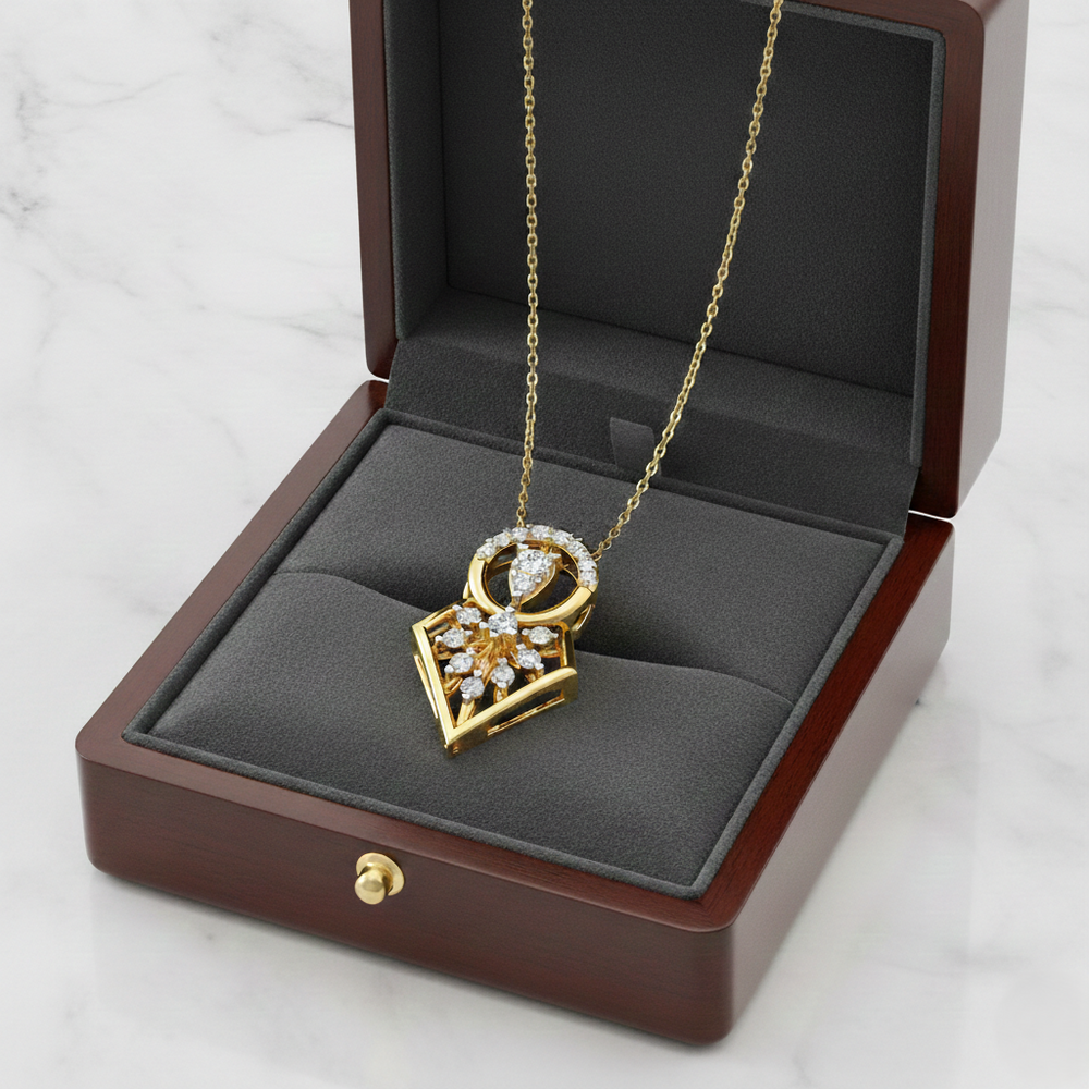 Geometric Shield Starburst Gold Pendant