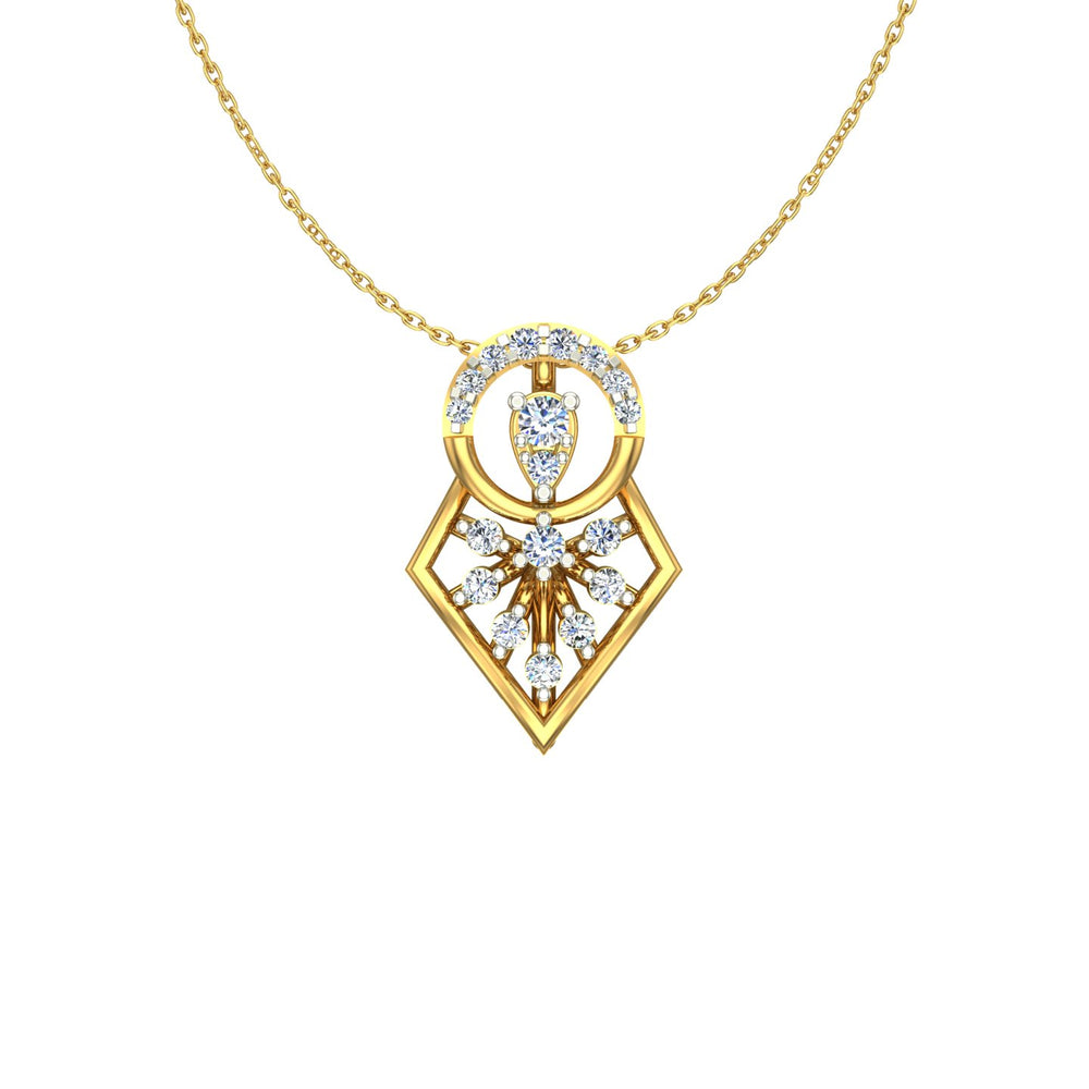 Geometric Shield Starburst Gold Pendant