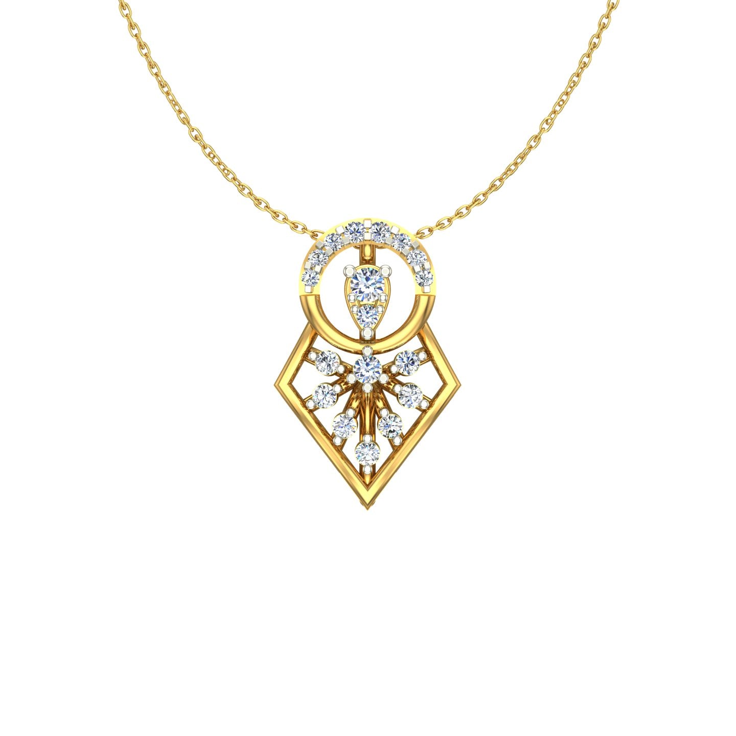 Geometric Shield Starburst Gold Pendant