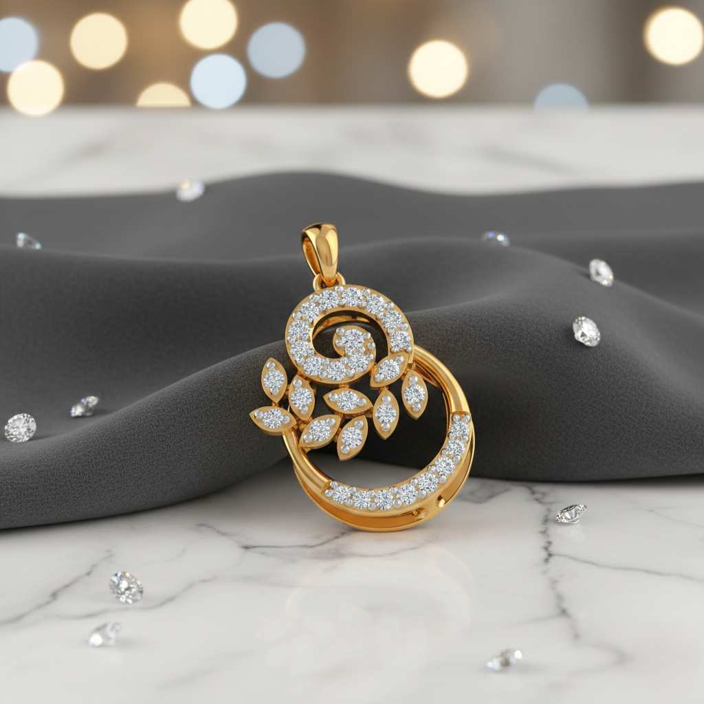 Floral Vine Loop Gold Pendant