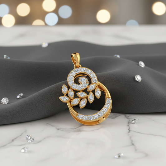 Floral Vine Loop Gold Pendant