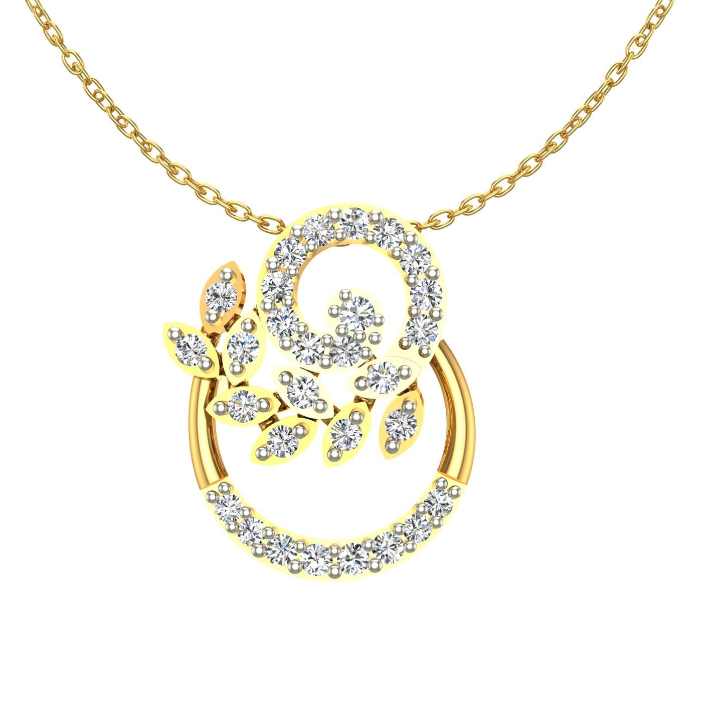 Floral Vine Loop Gold Pendant