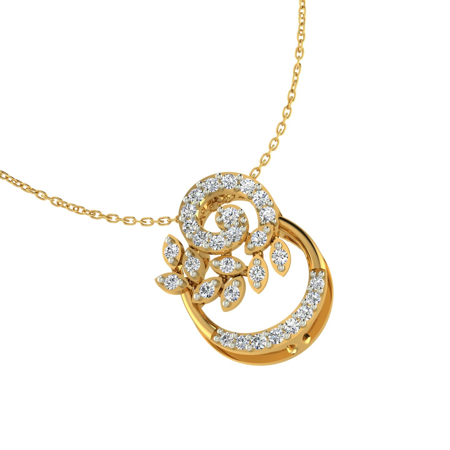 Floral Vine Loop Gold Pendant