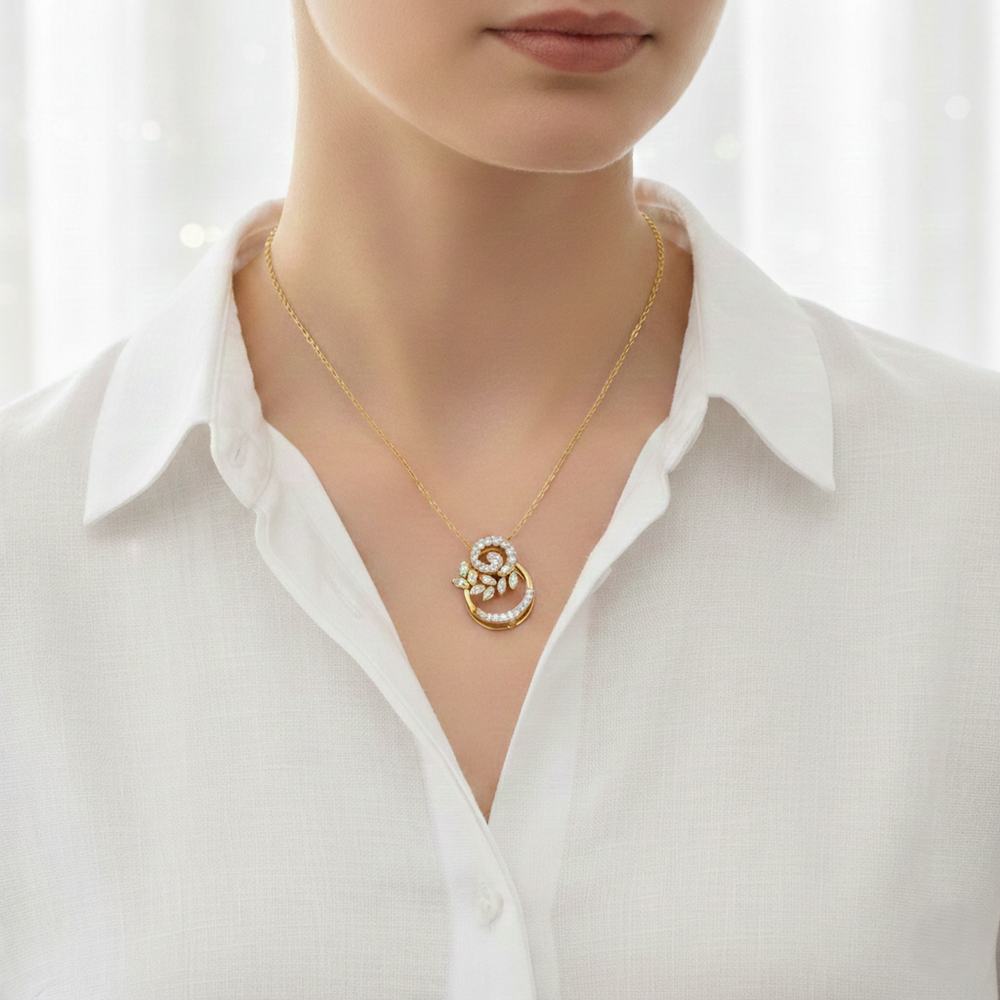 Floral Vine Loop Gold Pendant