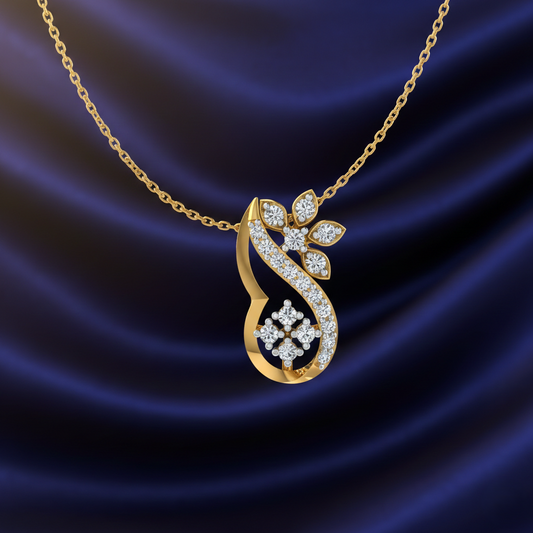Floral Infinity S-Curve Gold Pendant