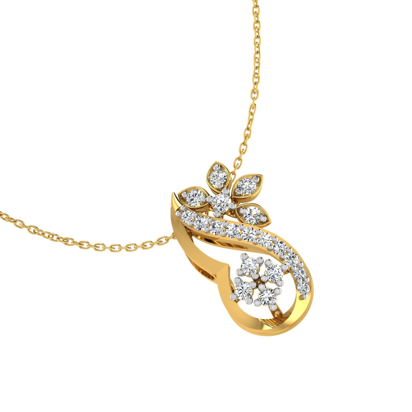 Floral Infinity S-Curve Gold Pendant