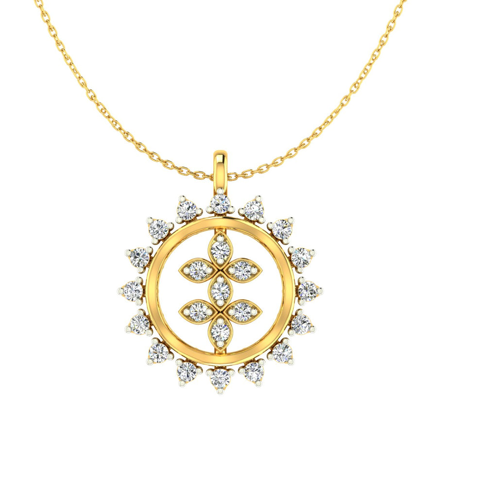 Starburst Floral Wheel Gold Pendant