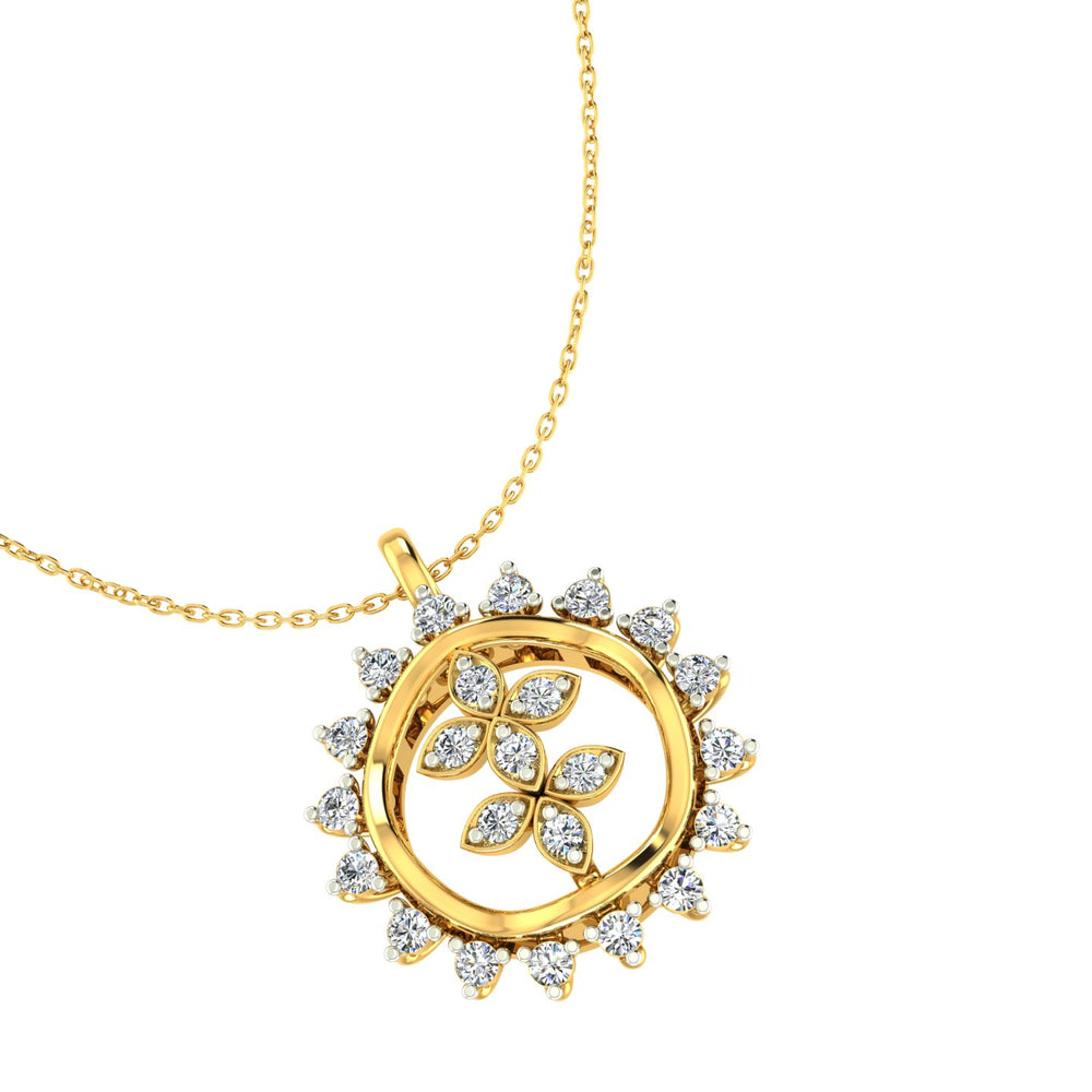 Starburst Floral Wheel Gold Pendant