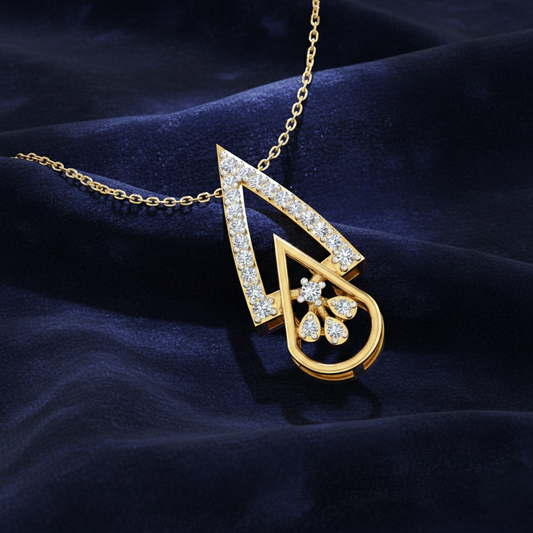 Geometric Pyramid Flower Gold Pendant