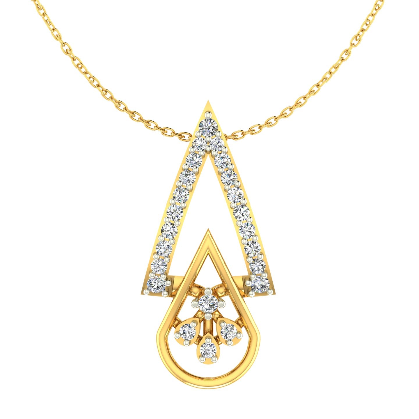 Geometric Pyramid Flower Gold Pendant