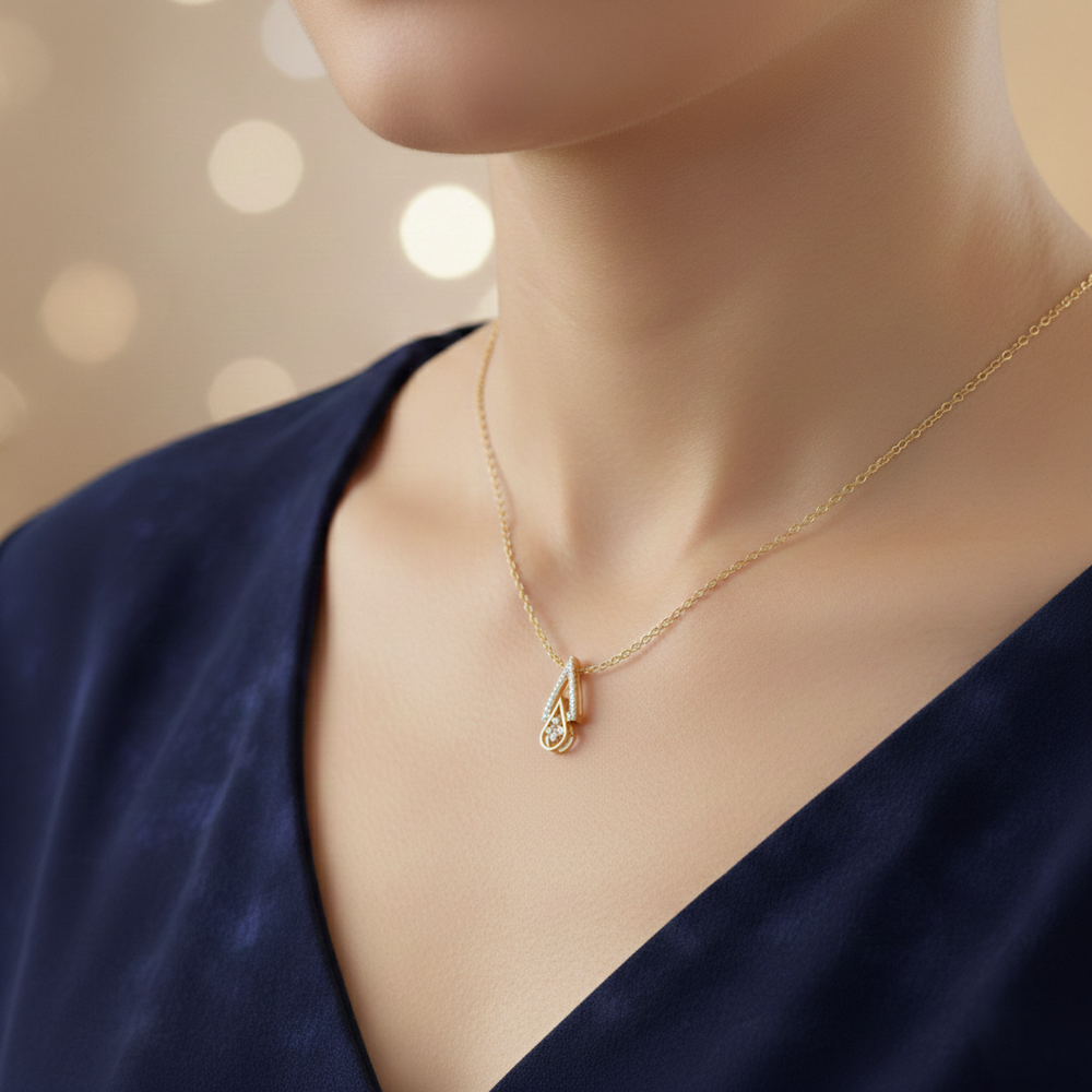 Geometric Pyramid Flower Gold Pendant
