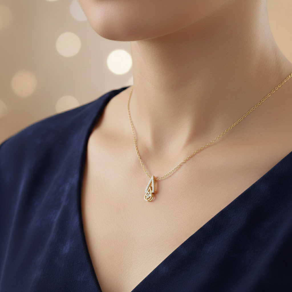 Geometric Pyramid Flower Gold Pendant