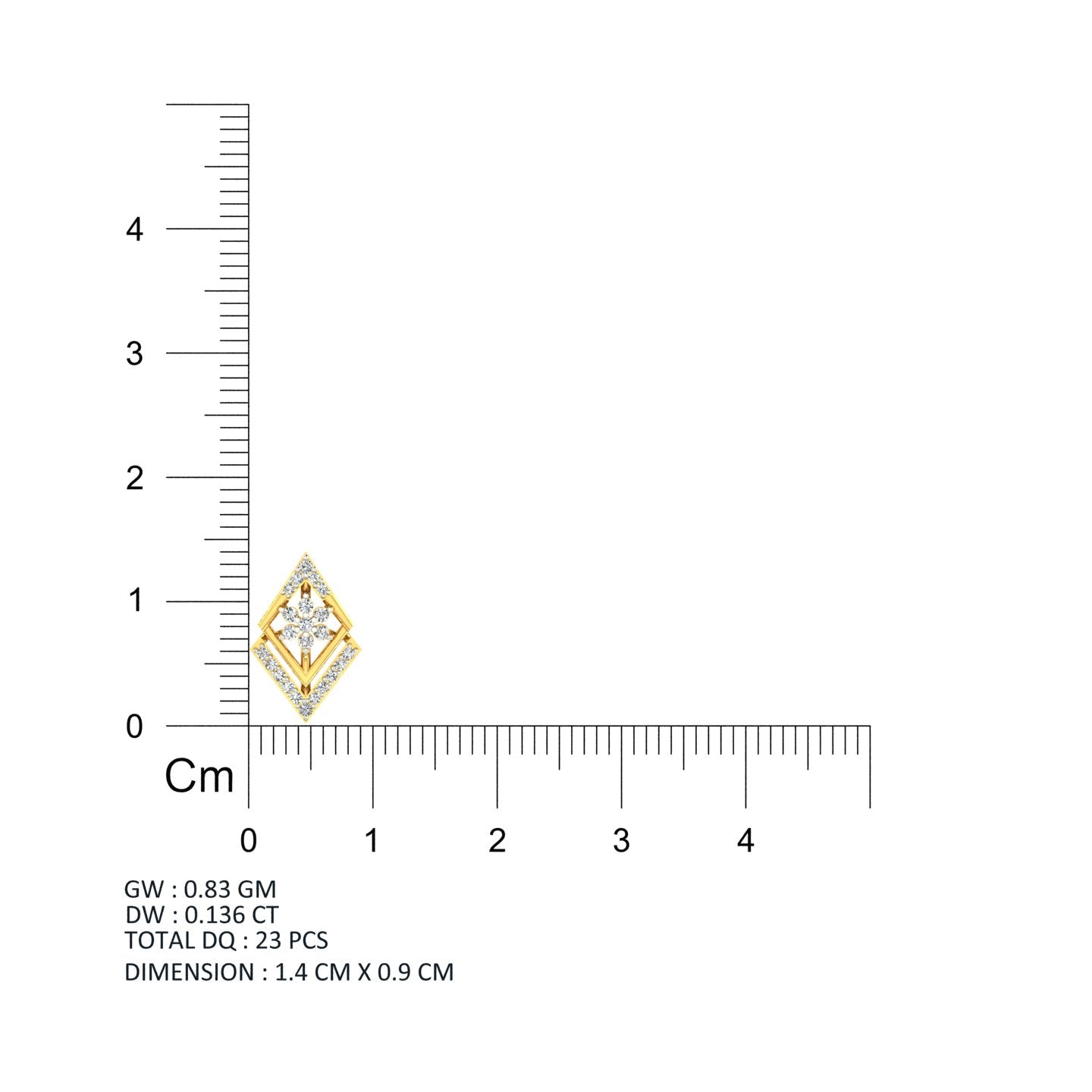 Geometric Rhombus Chevron Gold Pendant