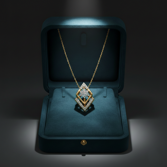 Geometric Rhombus Chevron Gold Pendant
