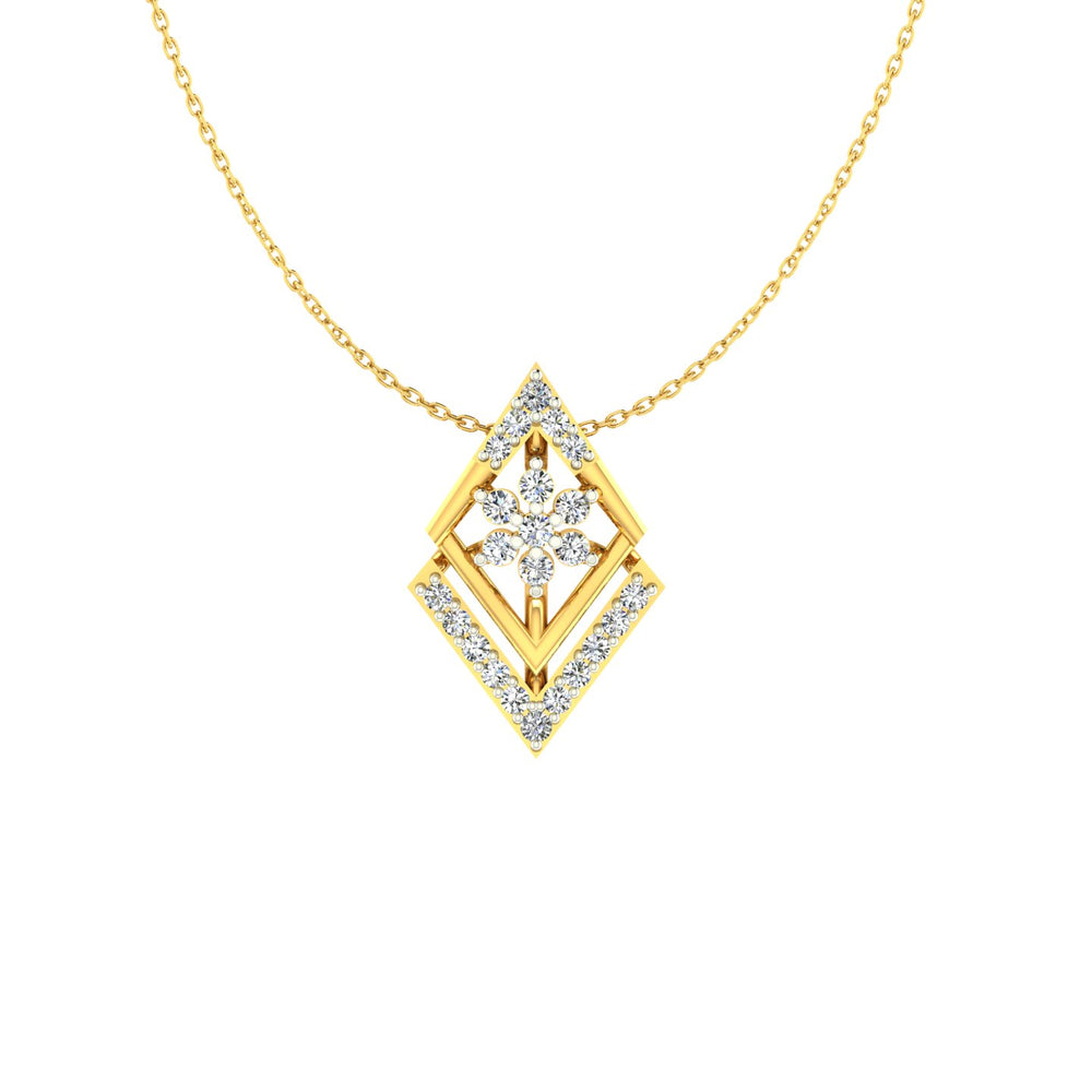 Geometric Rhombus Chevron Gold Pendant