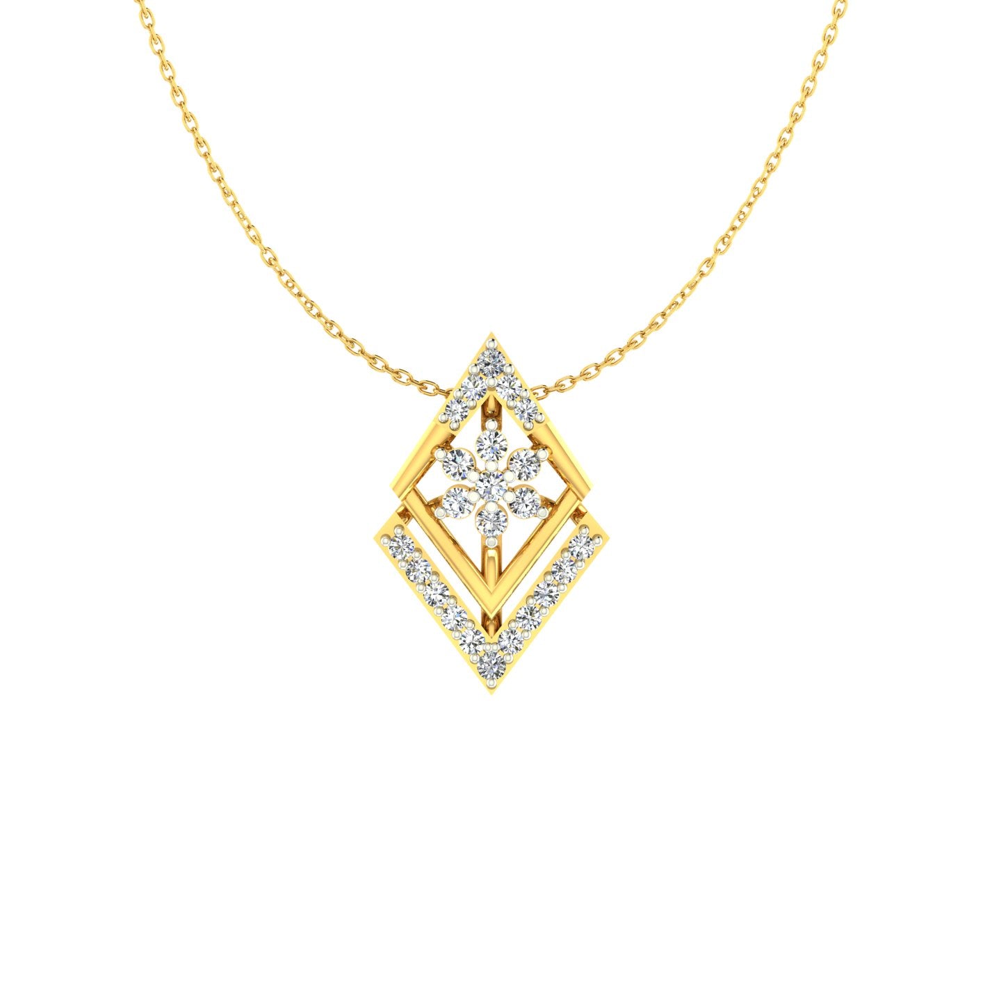 Geometric Rhombus Chevron Gold Pendant