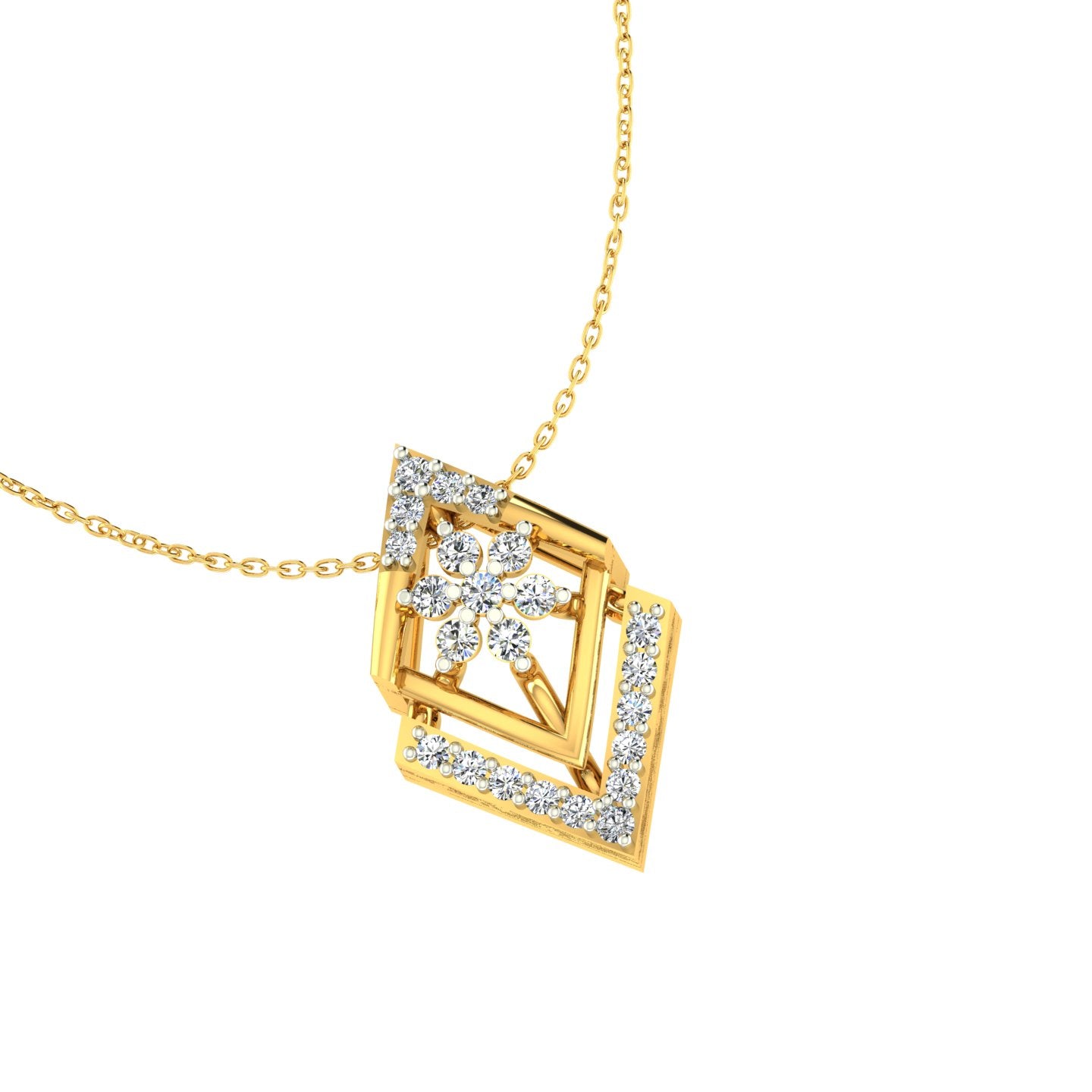 Geometric Rhombus Chevron Gold Pendant