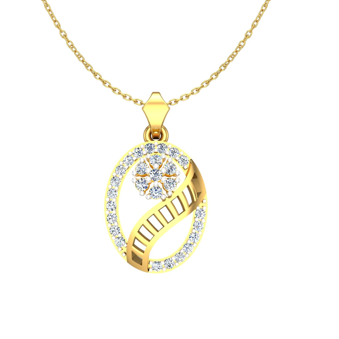 The Oval Lattice Blossom Pendant