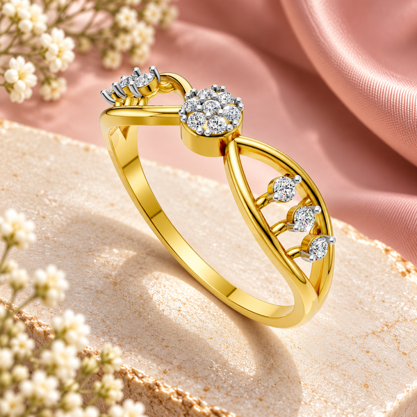 Graceful Leaf Bloom Diamond Ring