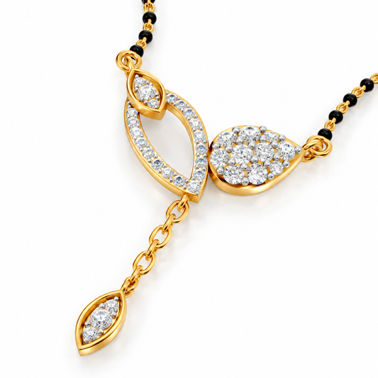 Twin Leaf Cascade Diamond Mangalsutra