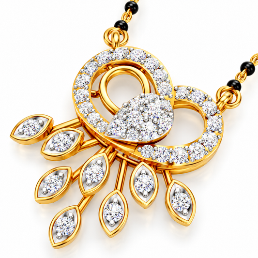 Diamond Bow Motif Mangalsutra with Twin Tassel Drops