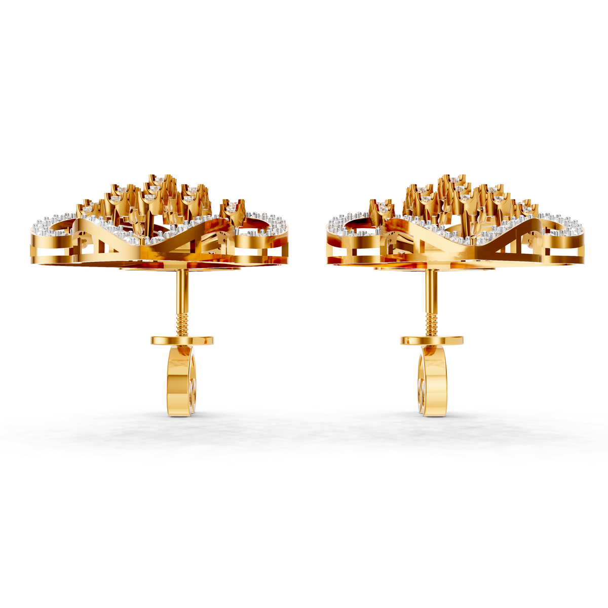 Diamond Cascade Leaf Earrings