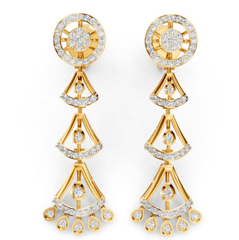Radiant Cascade Diamond Net Earrings