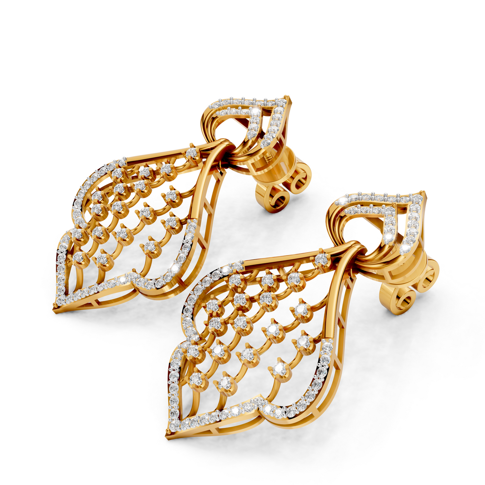 Diamond Cascade Leaf Earrings