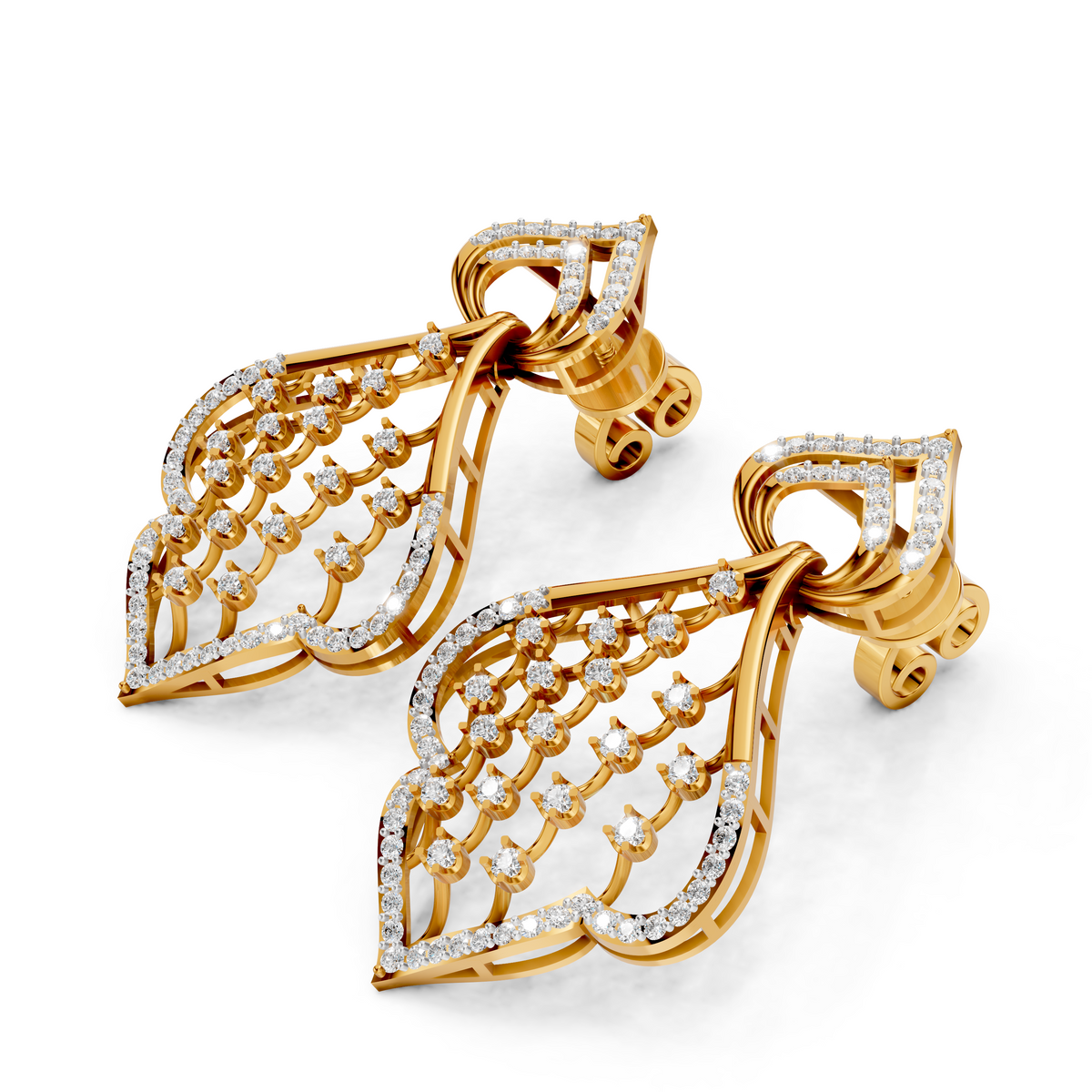 Diamond Cascade Leaf Earrings
