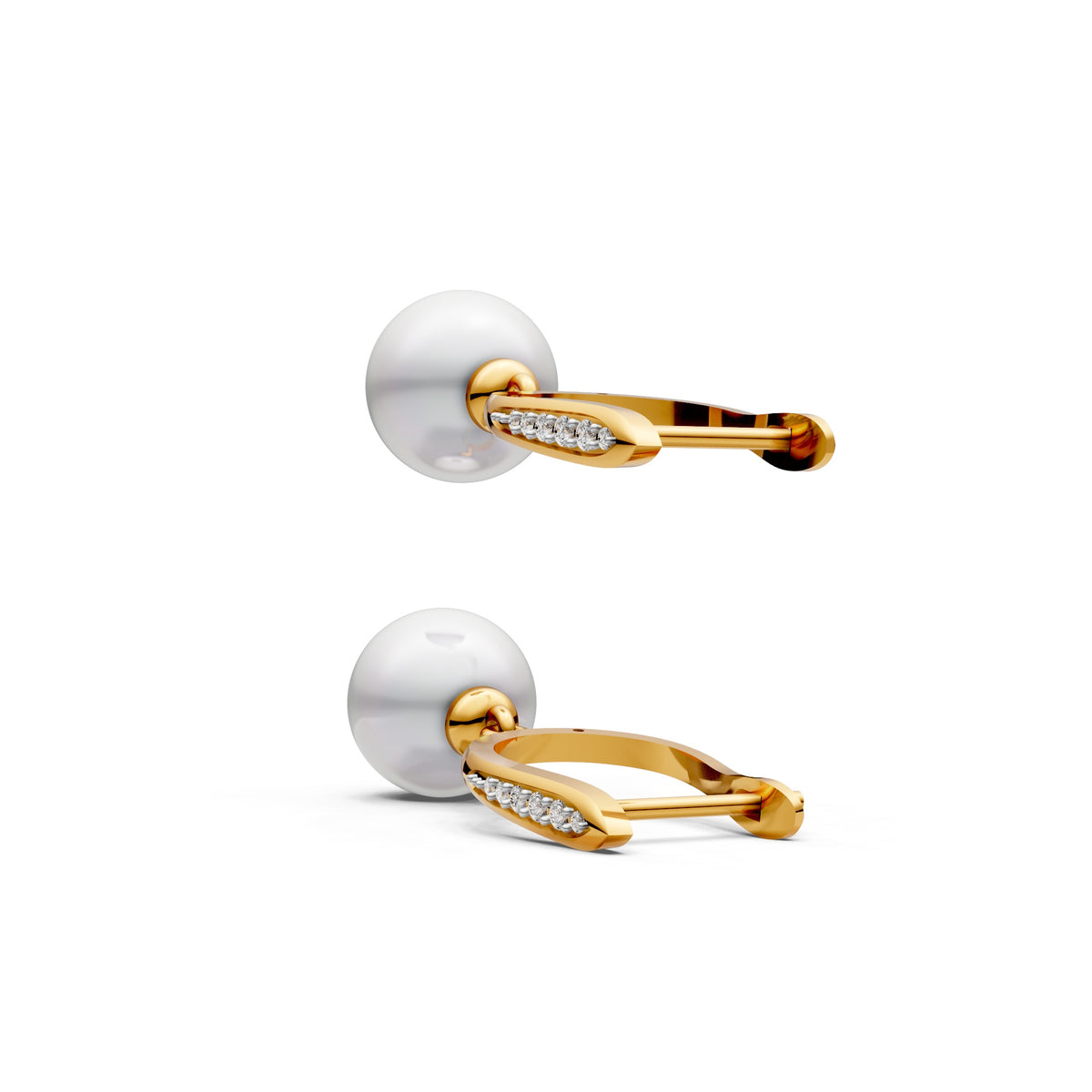 Pearl Leaf Diamond Drop Earrings