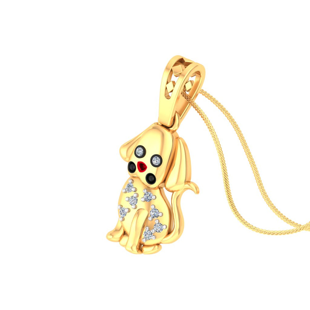 Diamond Puppy Charm Pendant
