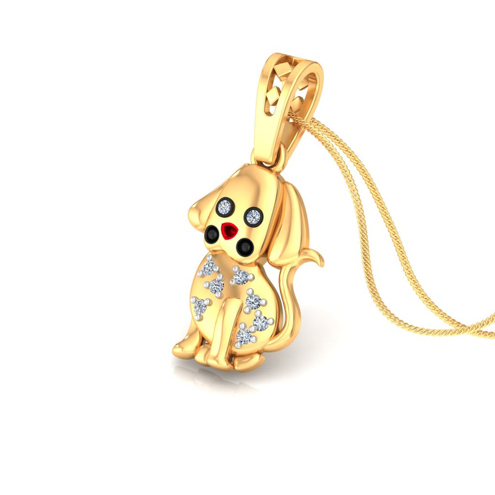 Diamond Puppy Charm Pendant