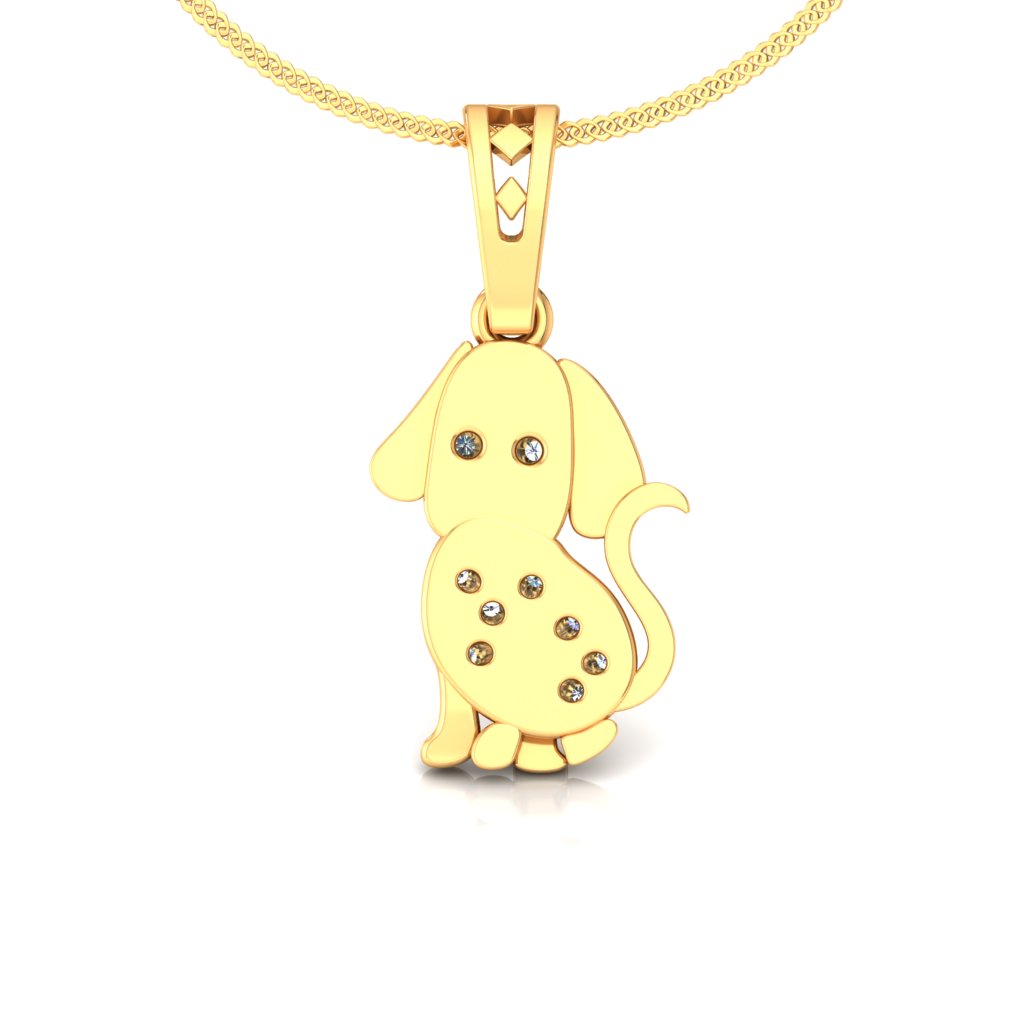 Diamond Puppy Charm Pendant