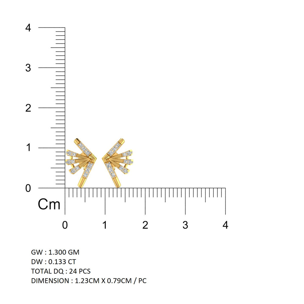 Golden Burst Diamond Ear Tops