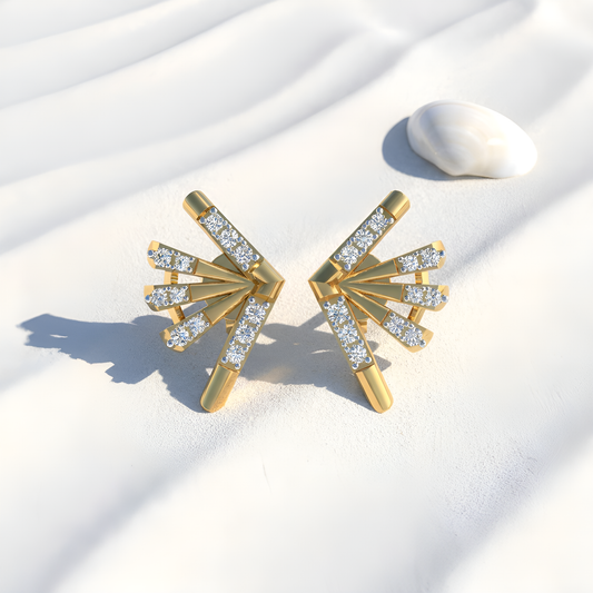 Golden Burst Diamond Ear Tops