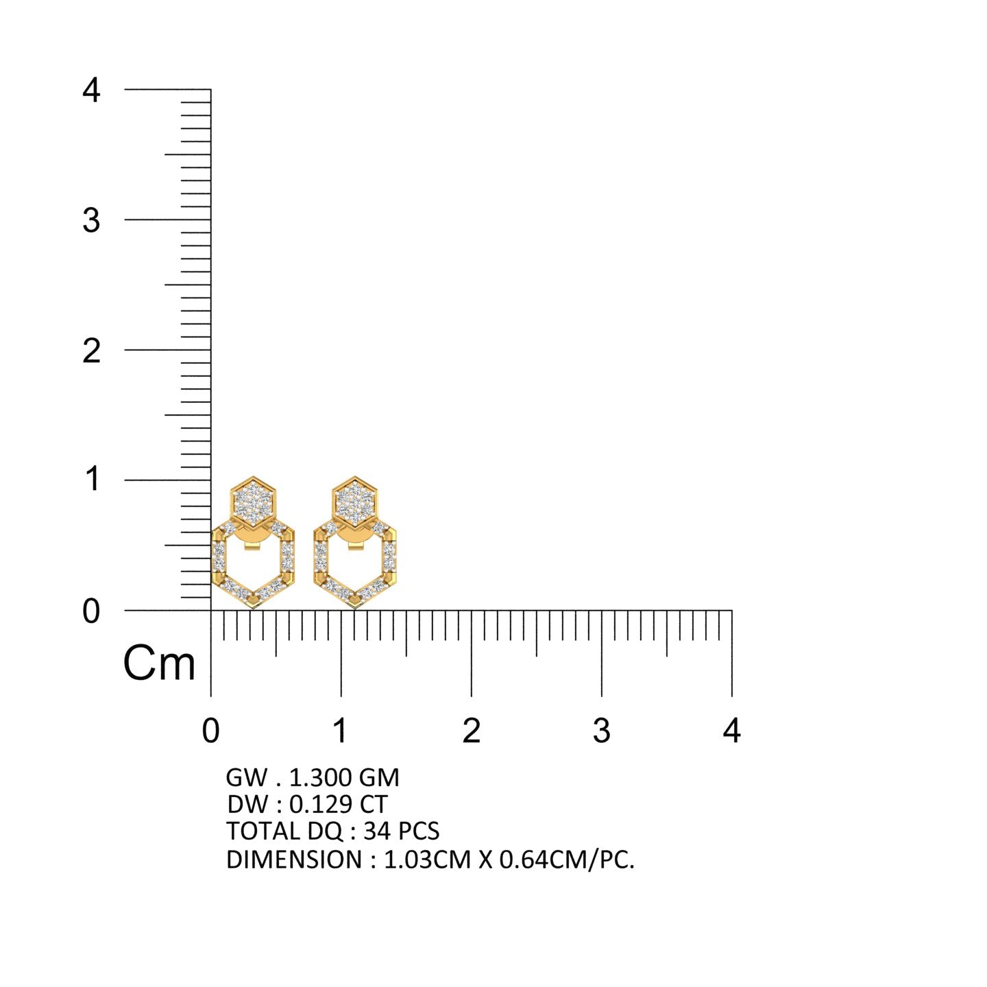 Hexa Bloom Diamond Ear Tops