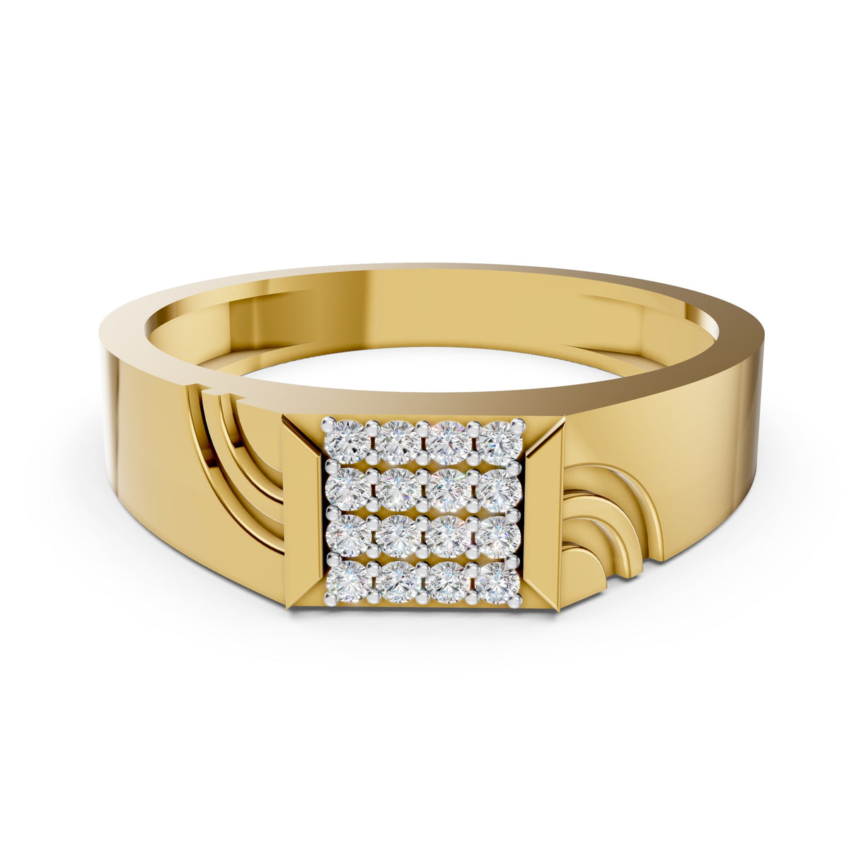 Diamond Grid Crest Gents Ring