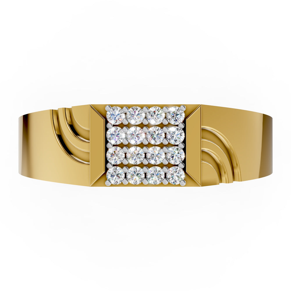 Diamond Grid Crest Gents Ring