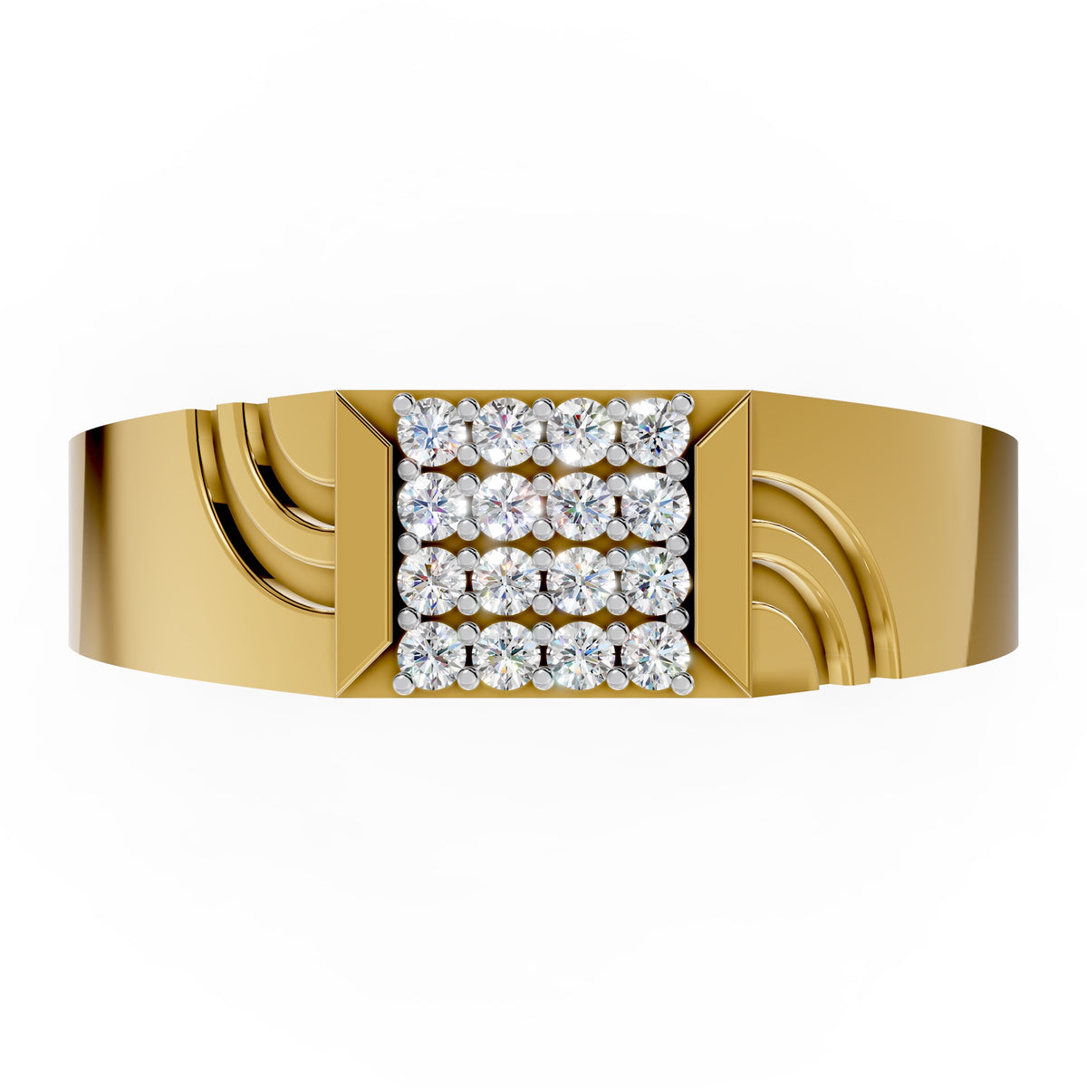 Diamond Grid Crest Gents Ring