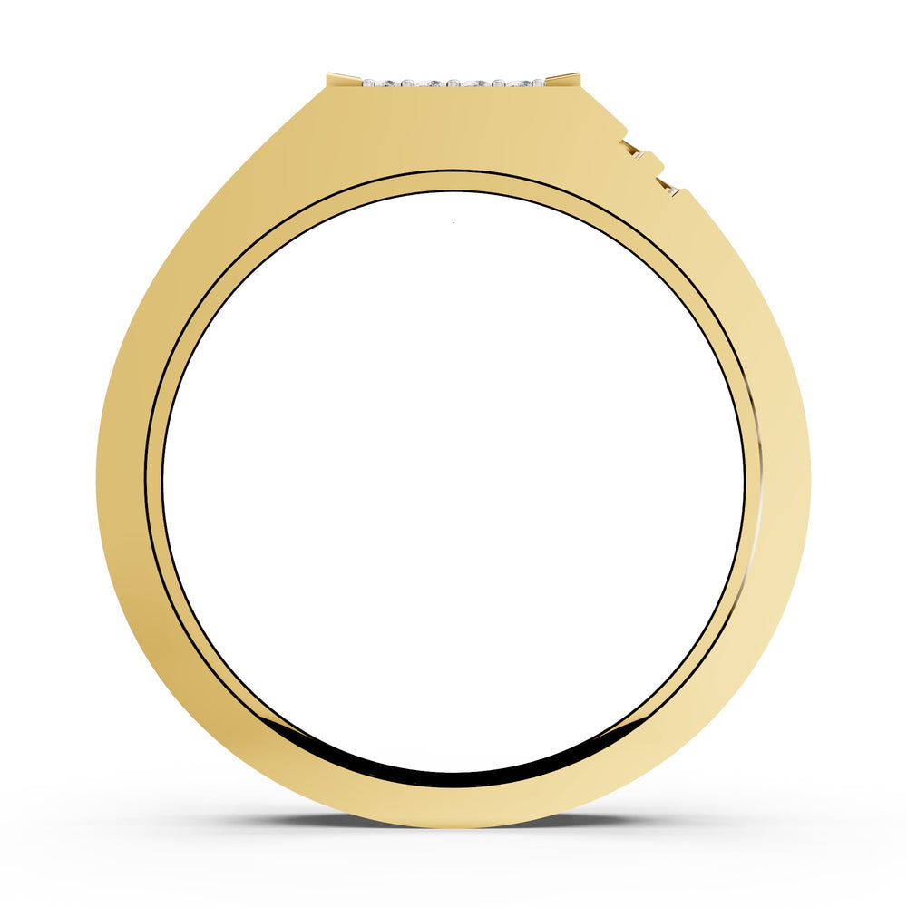 Diamond Grid Crest Gents Ring