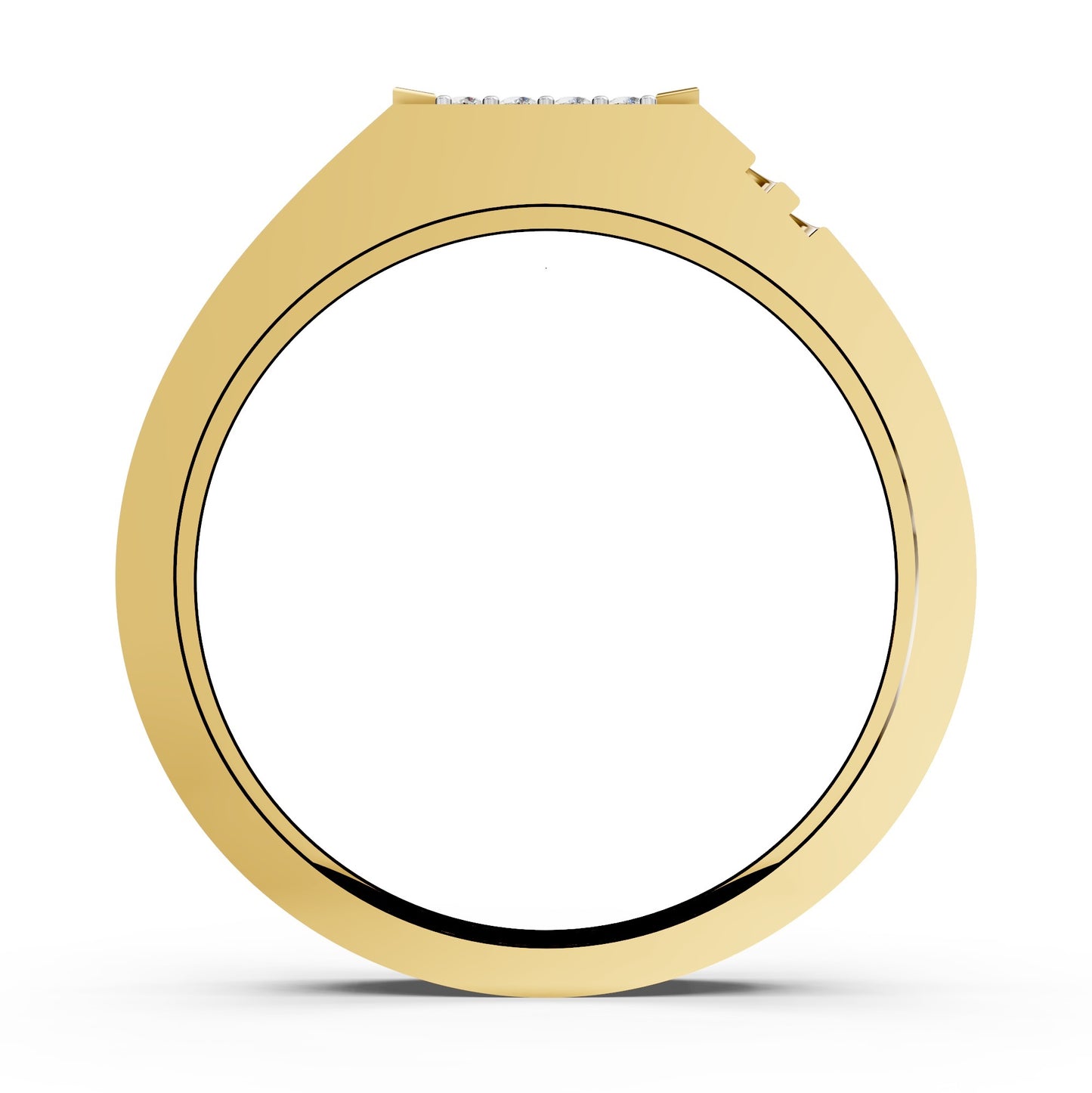 Diamond Grid Crest Gents Ring