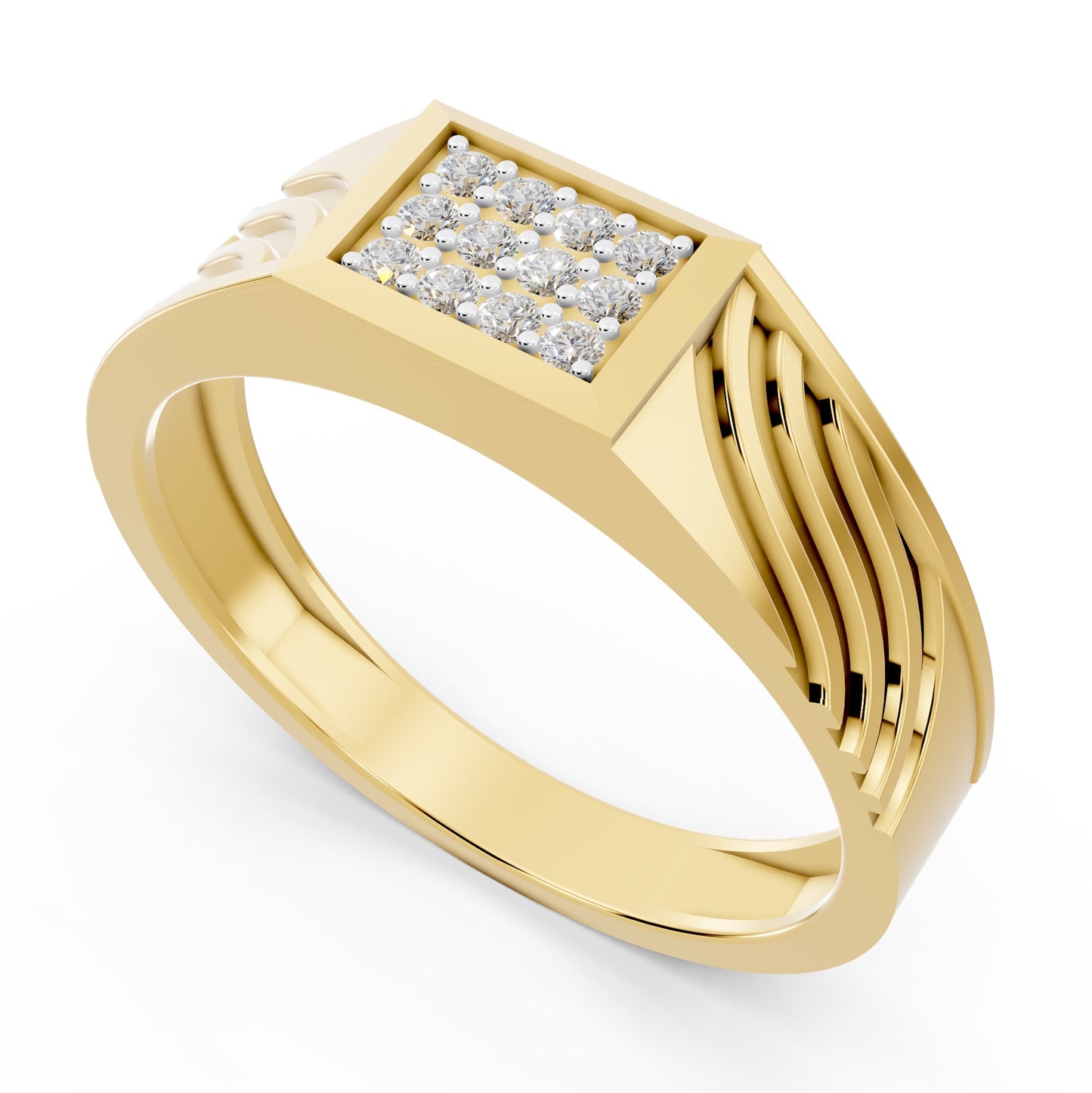 Royal Wave Grid Gents Ring