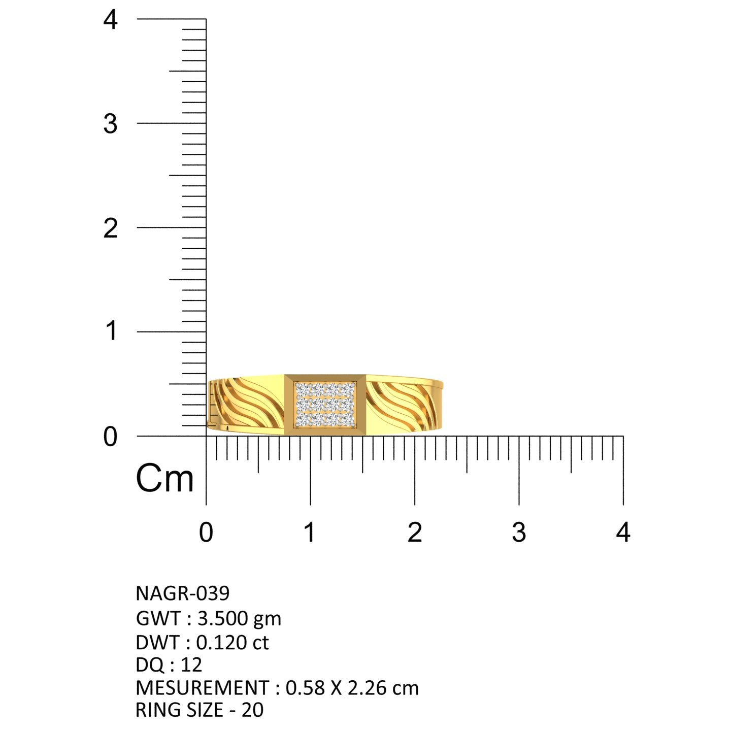 Royal Wave Grid Gents Ring
