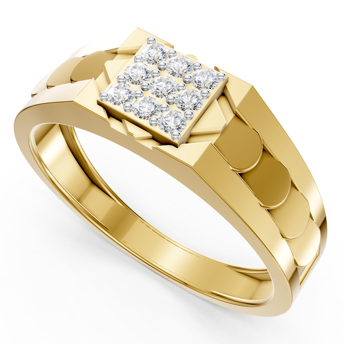 Armour Grid Diamond Gents Ring