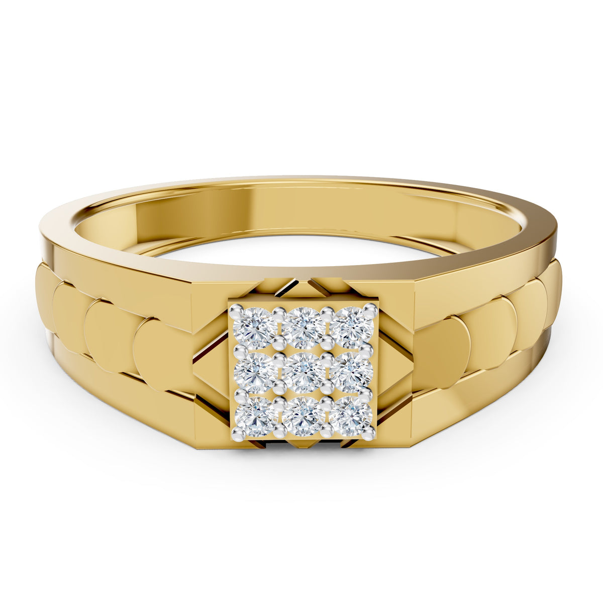 Armour Grid Diamond Gents Ring
