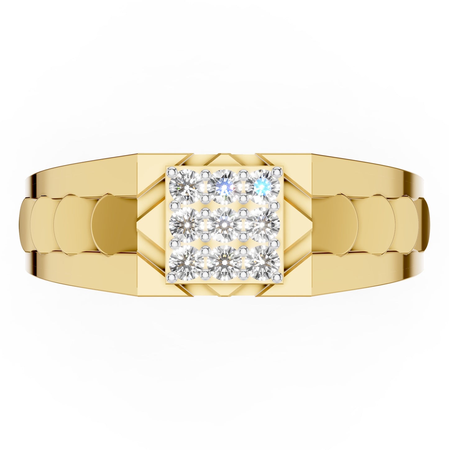Armour Grid Diamond Gents Ring