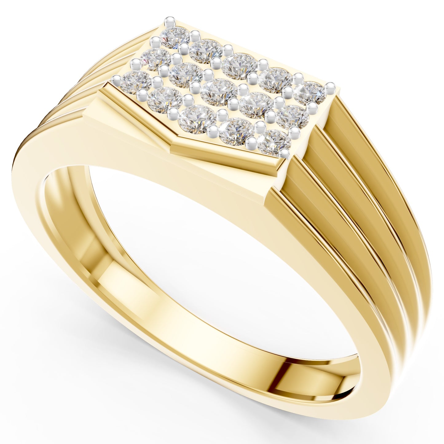 Linear Crown Diamond Gents Ring