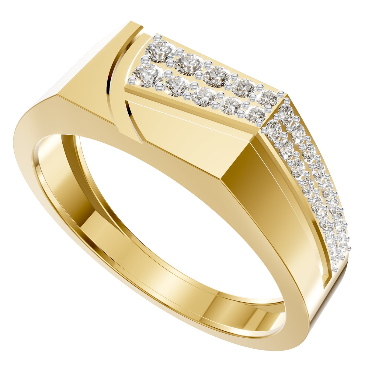 Trinity Pillar Diamond Gents Ring